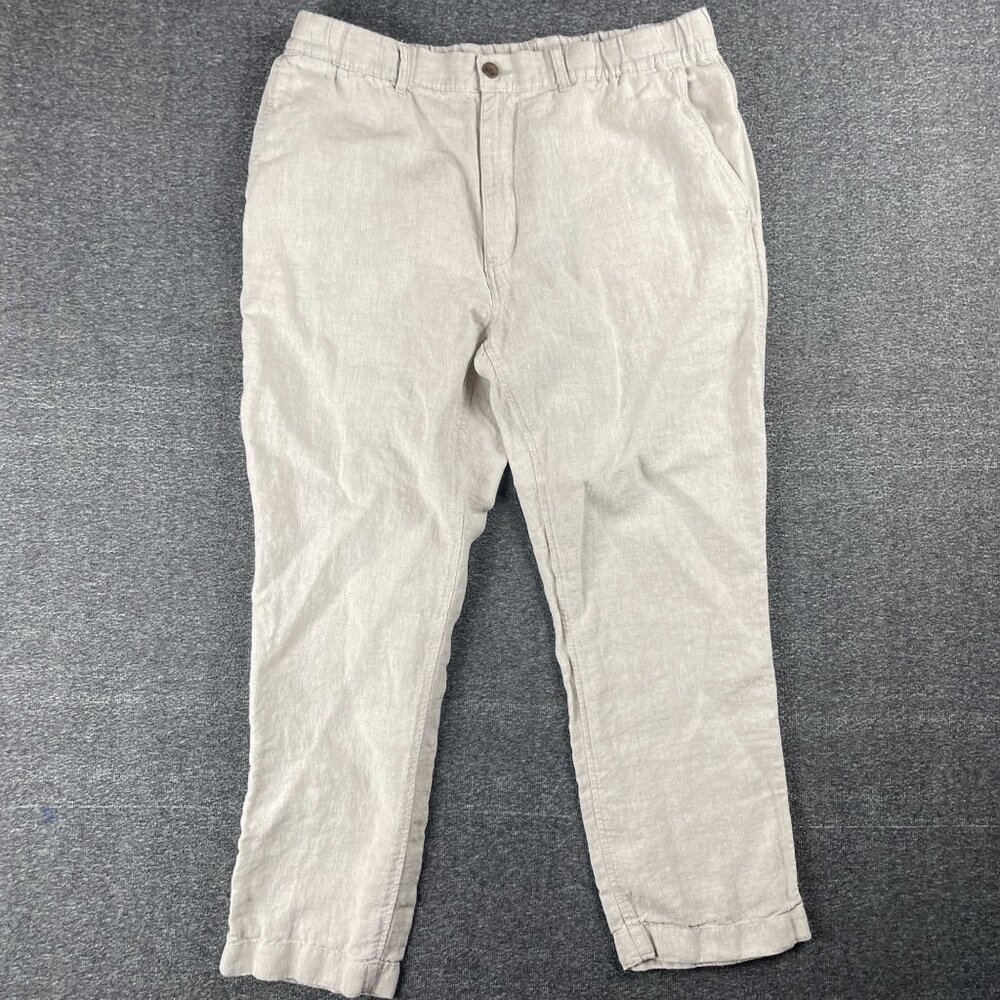 Caribbean Roundtree Linen Pants Mens Size 38X30 Beach Vacation Capsule Minimal